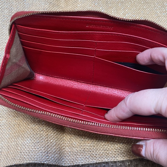 Burberry red leather long wallet classic - Picture 2 of 11
